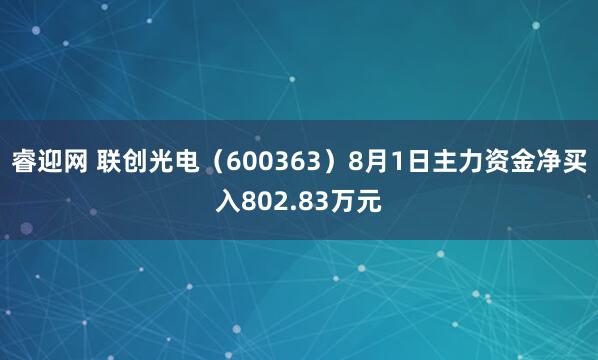 睿迎网 联创光电（600363）8月1日主力资金净买入802.83万元